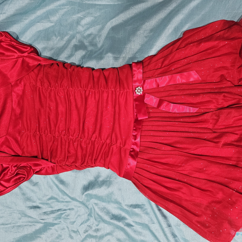 Elegant Red Dress with Satin Details